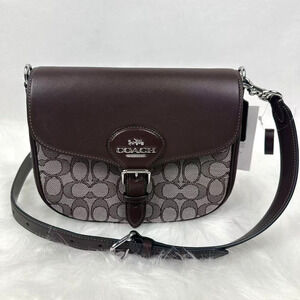 Coach Amelia Saddle Bag Crossbody In Signature Jacquard In Oak/Maple CU998